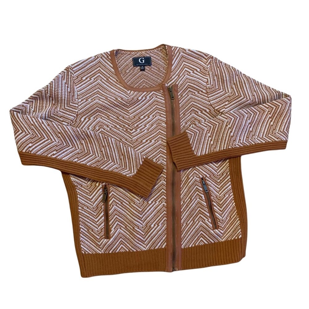 G By Giuliana Thick Knit Boho Abstract Sweater Jacket M